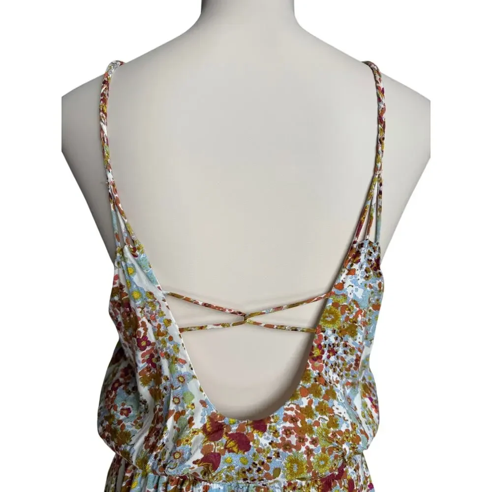 Free People Valerie Floral Tiered Maxi Dress Spaghetti Strap Open Back XS Fairy - Picture 10 of 12